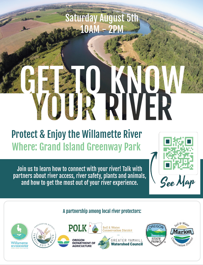 Flyer for Willamette River Event "Get to know your river"